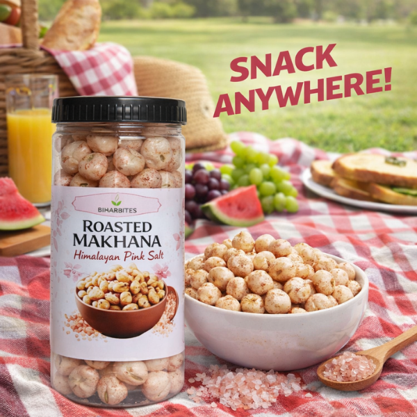 Bihar Bites Roasted Makhana – Himalayan Pink Salt | Light, Healthy & Crunchy Snack