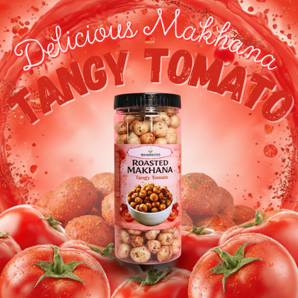 Bihar Bites Roasted Makhana – Tangy Tomato Flavour | Healthy & Crunchy Snack