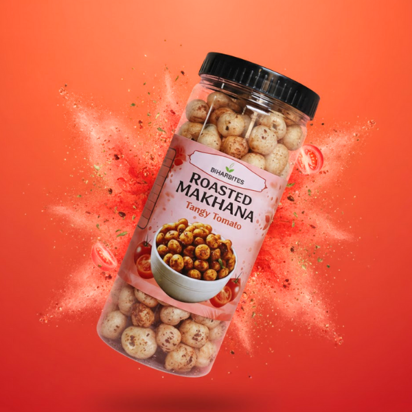 Bihar Bites Roasted Makhana – Tangy Tomato Flavour | Healthy & Crunchy Snack