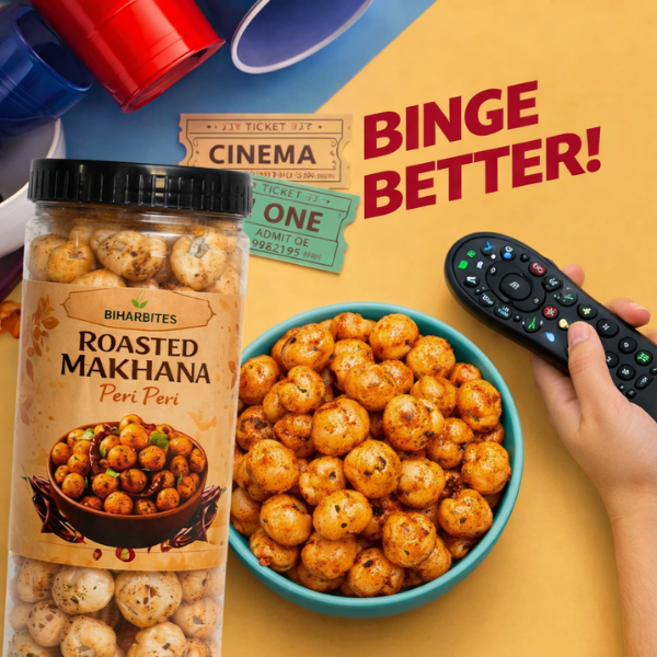 Bihar Bites Roasted Makhana – Spicy Peri Peri Flavour | Crunchy & Healthy Snack