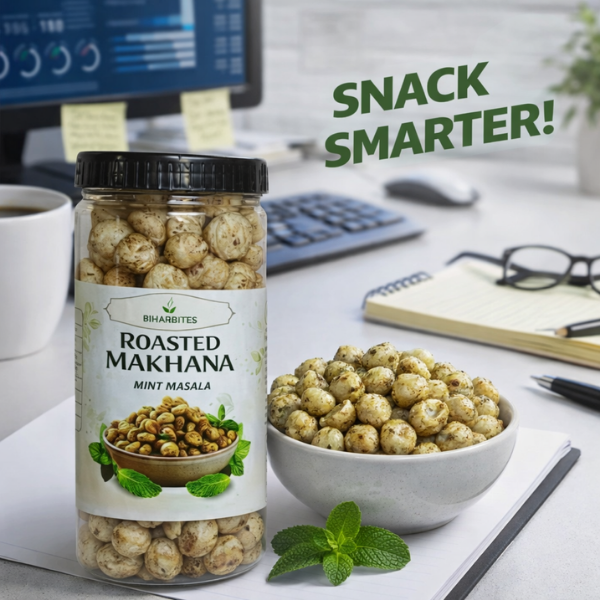 Bihar Bites Roasted Makhana – Refreshing Mint Masala Flavour | Healthy Crunchy Snack