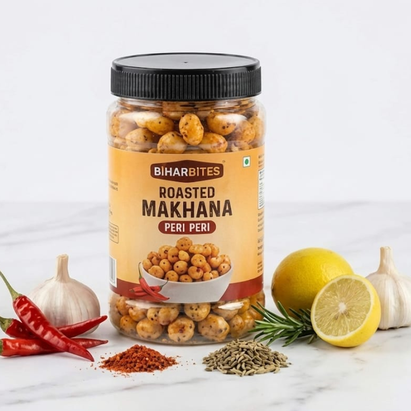 Bihar Bites Roasted Makhana – Spicy Peri Peri Flavour | Crunchy & Healthy Snack