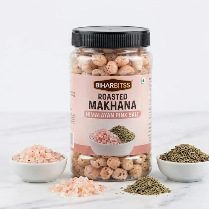 Bihar Bites Roasted Makhana – Himalayan Pink Salt | Light, Healthy & Crunchy Snack