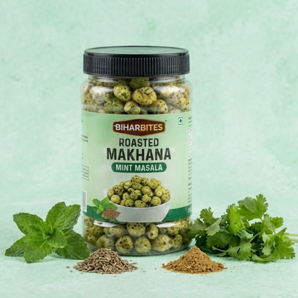 Bihar Bites Roasted Makhana – Refreshing Mint Masala Flavour | Healthy Crunchy Snack